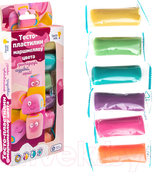 Изображение товара Набор для лепки Genio Kids Тесто-пластилин. Маршмеллоу цвета / TA1089V (6цв)