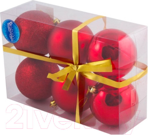 Изображение товара Набор шаров новогодних Волшебная страна PB8-6SMB-R / R101631 (6шт)