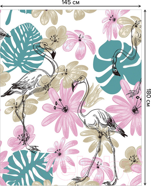 Изображение товара Скатерть JoyArty Фламинго в цветах / tc_10500 (180x145)