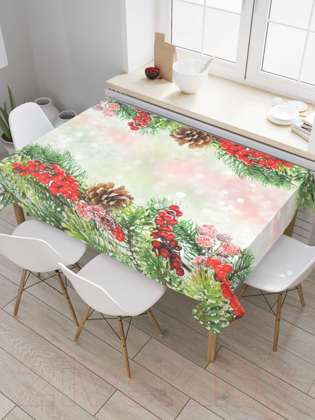 Изображение товара Скатерть JoyArty Украшенные елки / tc_37068 (180x145)