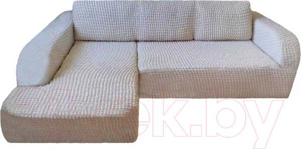 Изображение товара Чехол на угловой диван Софатэкс ПО-3 без оборки левый (ваниль)