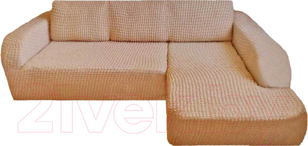 Изображение товара Чехол на угловой диван Софатэкс ПО-3 без оборки правый / 01210 (песок)