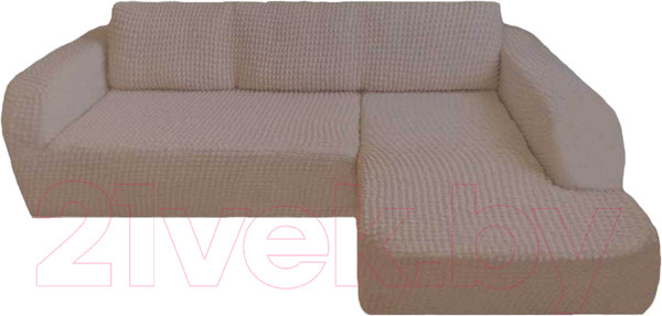 Изображение товара Чехол на угловой диван Софатэкс ПО-3 без оборки правый / 00859 (капучино)