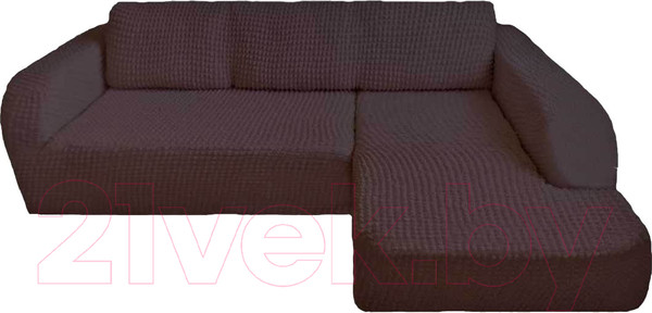 Изображение товара Чехол на угловой диван Софатэкс ПО-3 без оборки правый / 01027 (шоколад)