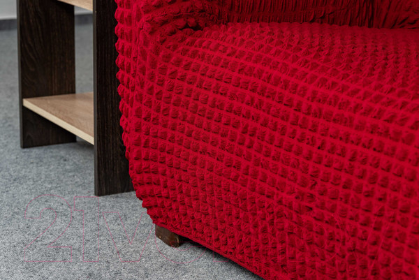 Изображение товара Чехол на угловой диван Софатэкс ПО-3 без оборки левый / 01344 (бордовый)