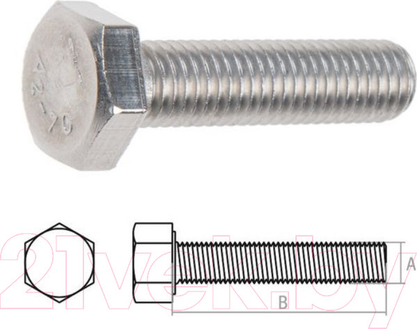 Изображение товара Болт Starfix Шестигранный М6х16 DIN 933 / SM-104781-200 (200шт, нержавеющая сталь А2)