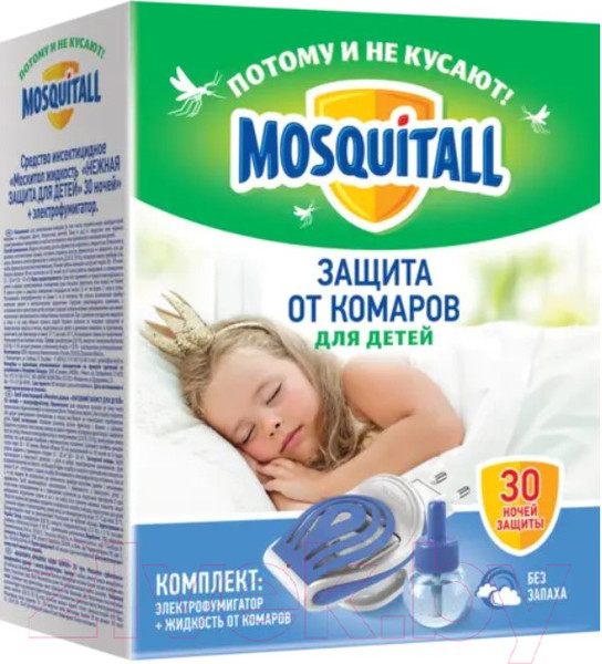 Изображение товара Электрофумигатор Mosquitall Нежная защита для детей от комаров 30 ночей / 4650056490810 (30мл)