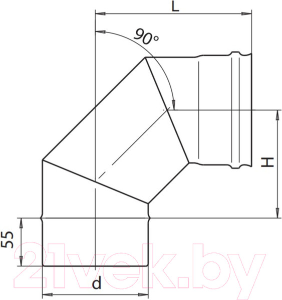 Изображение товара Поворот дымохода Ferrum Ф150 / f2409 (угол 90°, 430/0.5мм)