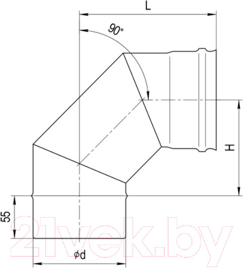 Изображение товара Поворот дымохода Ferrum Ф200 / f2424 (угол 90°, 430/0.8мм)