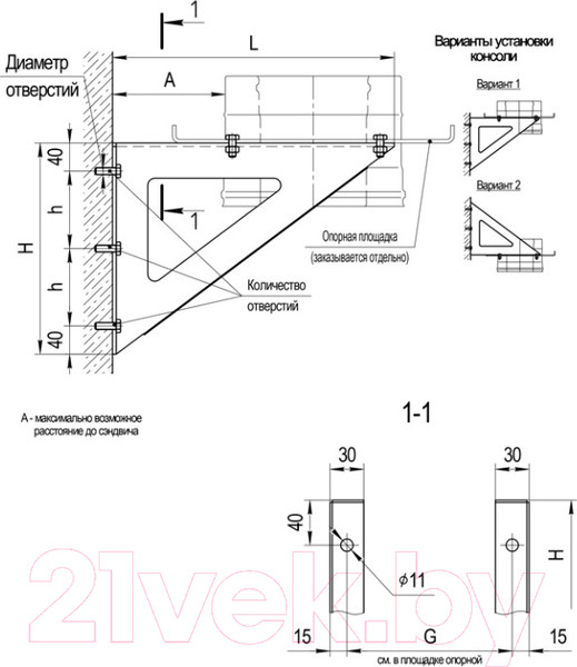 Изображение товара Консоль для дымохода Ferrum 430/2 шт L-400 / f2503