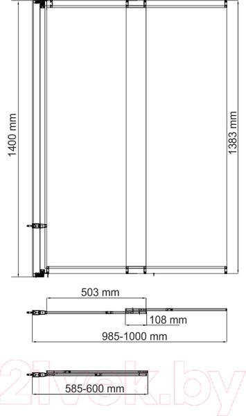 Изображение товара Стеклянная шторка для ванны Wasserkraft Main 41S02-100 (140x100)
