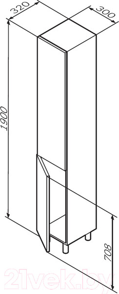 Изображение товара Шкаф-пенал для ванной AM.PM Gem M90CSR0306WG