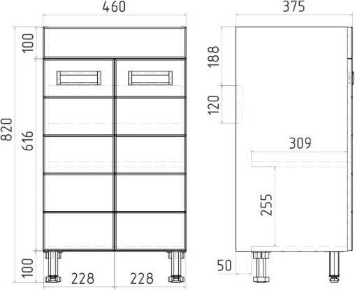 Изображение товара Тумба под умывальник Viant Вена Como 50 / VVEN50CO-T2ST