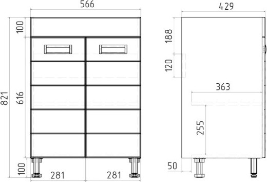 Изображение товара Тумба под умывальник Viant Вена Como 60 / VVEN60CO-T2ST