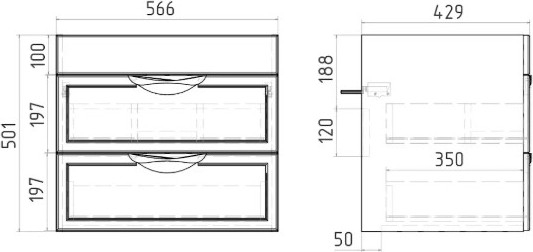 Изображение товара Тумба под умывальник Viant Лима Como 60 / VLIM60CO-T2YP