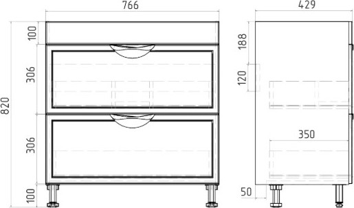 Изображение товара Тумба под умывальник Viant Лима Como 80 / VLIM80CO-T2Y