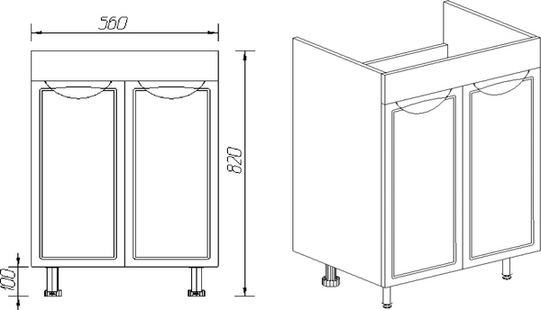 Изображение товара Тумба под умывальник Viant Лима Como 60 / VLIM60CO-T2ST