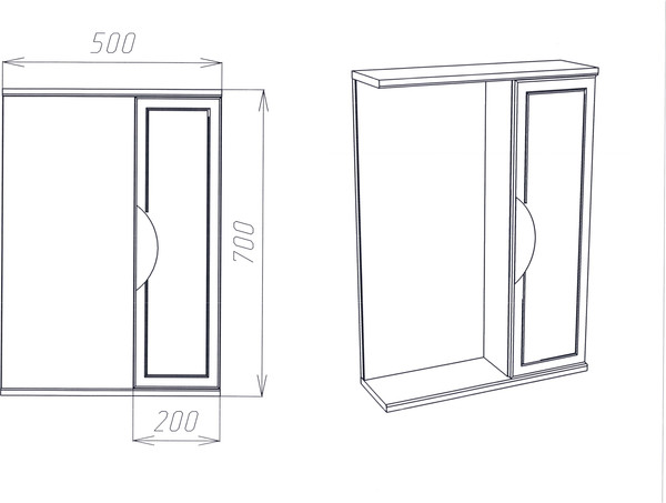 Изображение товара Шкаф с зеркалом для ванной Viant Лима 50 / VLIM50-ZSH