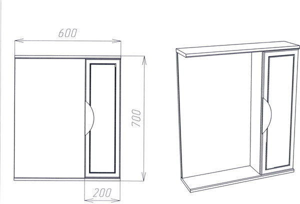 Изображение товара Шкаф с зеркалом для ванной Viant Лима 60 / VLIM60-ZSH