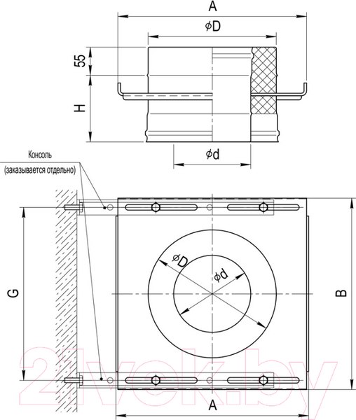 Изображение товара Площадка монтажная для дымохода Ferrum 430+нерж./1.5 Ф120x200 / f3204