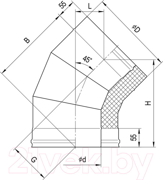 Изображение товара Поворот для труб Ferrum 135° 430/0.8мм Ф160x250 / f4137