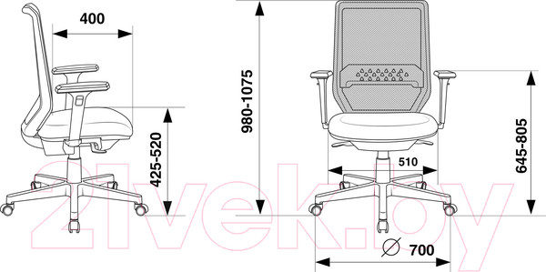 Изображение товара Кресло офисное Бюрократ MC-W611N (сетка темно-серая TW-04/ткань 38-417/пластик белый)