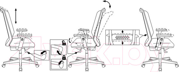 Изображение товара Кресло офисное Бюрократ MC-W611N (сетка темно-серая TW-04/ткань 38-417/пластик белый)