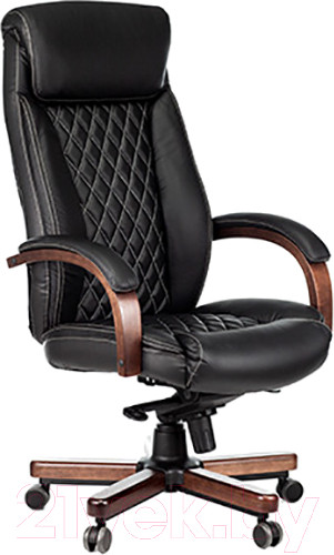 Изображение товара Кресло офисное Бюрократ Т-9924 Walnut (кожа черный/металл/дерево)