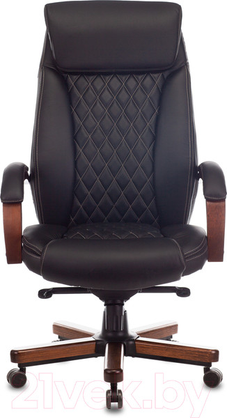 Изображение товара Кресло офисное Бюрократ Т-9924 Walnut (кожа черный/металл/дерево)