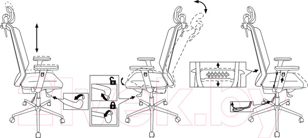 Изображение товара Кресло офисное Бюрократ MC-612N-H (сетка черная TW-01/ткань 38-418)
