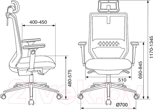Изображение товара Кресло офисное Бюрократ MC-612N-H (сетка черная TW-01/ткань 38-418)