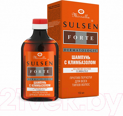 Изображение товара Шампунь для волос Mirrolla Сульсен Форте с климбазолом против перхоти (250мл)