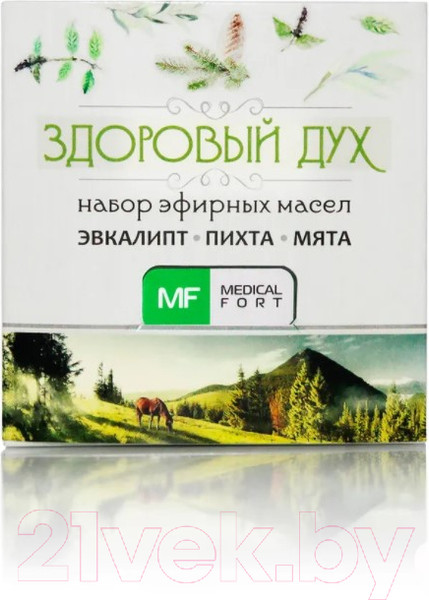 Изображение товара Набор эфирных масел Medicalfort Здоровый дух эвкалипт+пихта+мята (3x10мл)