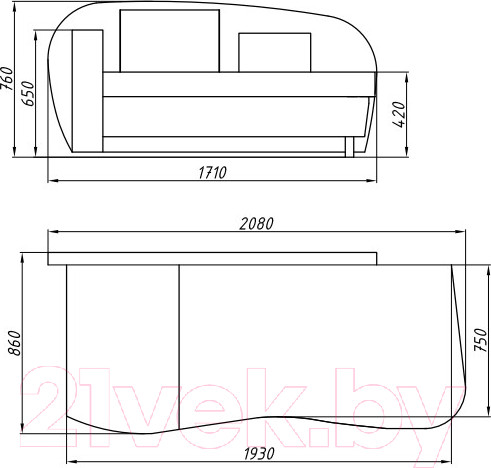 Изображение товара Тахта Lama мебель Пингвин-5 правый (Arcadia Salmon/Amigo Berry)
