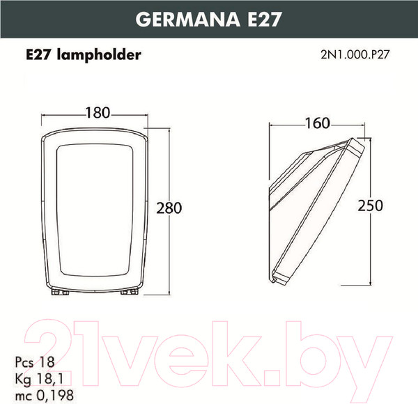 Изображение товара Светильник уличный Fumagalli Germana 2N1.000.000.LYF1R