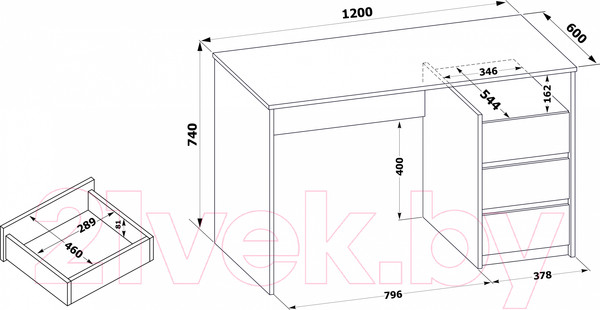 Изображение товара Письменный стол Сокол-Мебель СПм-21 (бетон/белый)