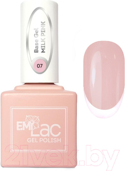 Изображение товара База для гель-лака E.Mi E.MiLac Base Gel Молочный розовый №07 (15мл)