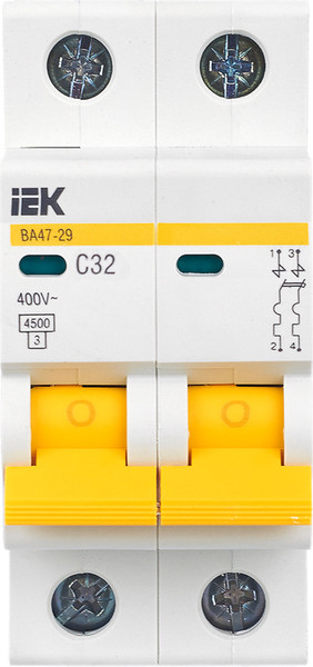 Изображение товара Выключатель автоматический IEK ВА47-29 2Р 32А (С) 4.5кА / MVA20-2-032-C