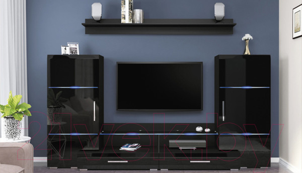 Изображение товара Горка для гостиной Bravo Мебель Домино (черный/черный глянец)