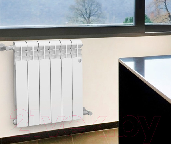 Изображение товара Радиатор биметаллический Royal Thermo Revolution Bimetall 500 (6 секций, с монтажным комплектом, кронштейном и кранами)