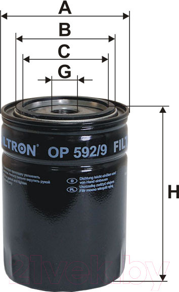 Изображение товара Масляный фильтр Filtron OP592/9