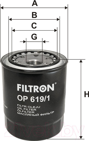 Изображение товара Масляный фильтр Filtron OP619/1