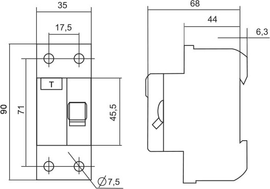 Изображение товара Устройство защитного отключения ETP 2P-63А-30мА (электронное)