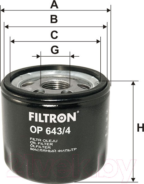 Изображение товара Масляный фильтр Filtron OP643/4