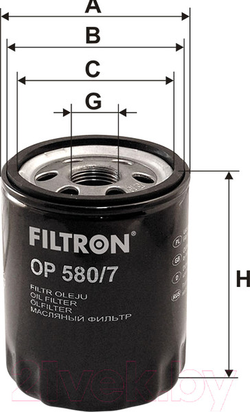 Изображение товара Масляный фильтр Filtron OP580/7