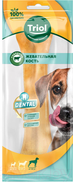 Изображение товара Лакомство для собак Triol Dental Кость жевательная / 10151075 (150-160г/1шт)
