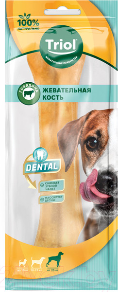 Изображение товара Лакомство для собак Triol Dental Кость жевательная / 10151069 (200-210г/1шт)