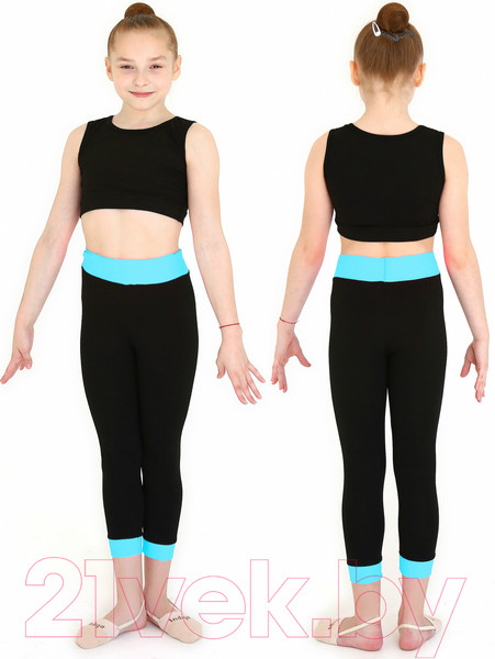 Изображение товара Бриджи гимнастические Indigo Sport SM-356 (р.30, черный/бирюзовый)