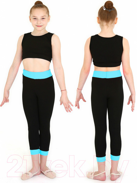 Изображение товара Бриджи гимнастические Indigo Sport SM-356 (р.42, черный/бирюзовый)