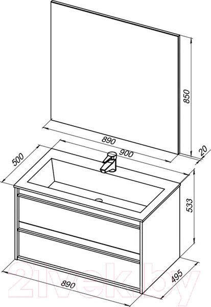 Изображение товара Тумба под умывальник Aquanet Lino 90 / 253904